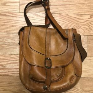 PATRICIA NASH leather Brown Saddle bag crossbody purse